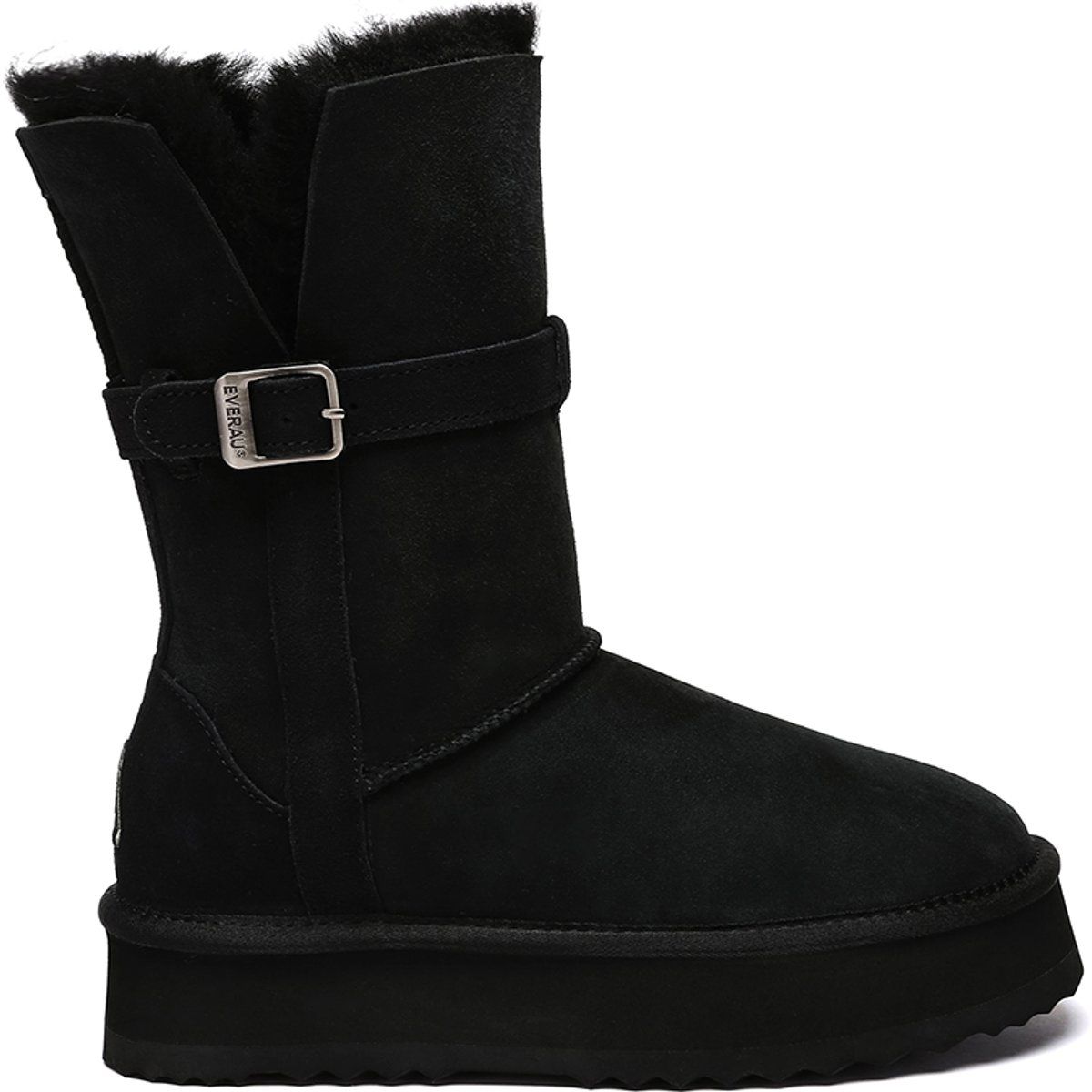 Wandelbare Plateau-Lammfellstiefel