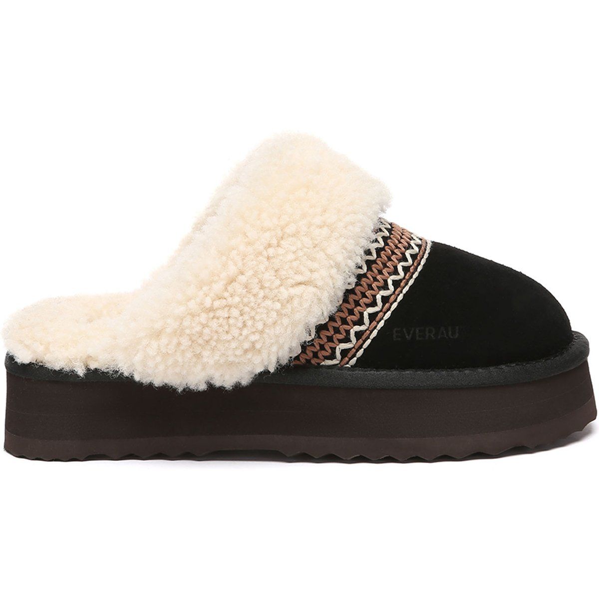 Bestickte Plateau-Mules aus Wildleder
