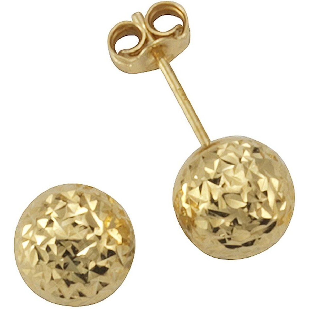 Diamantierte Kugelstecker aus Gelbgold
