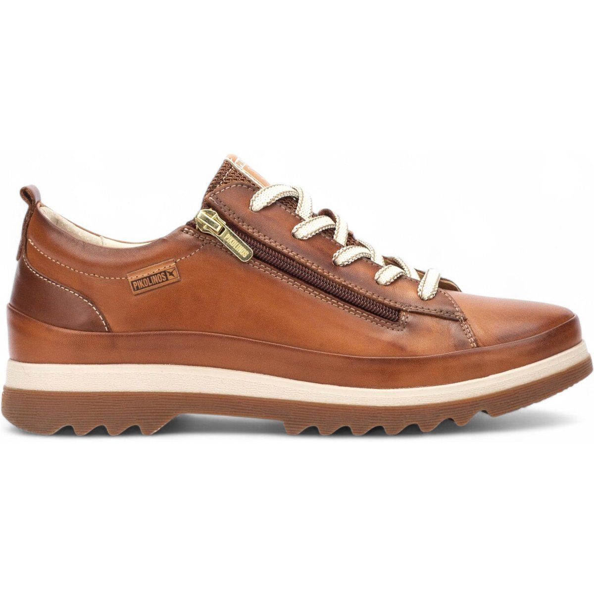 Leder-Sneaker mit Schnürung und Reißverschluss