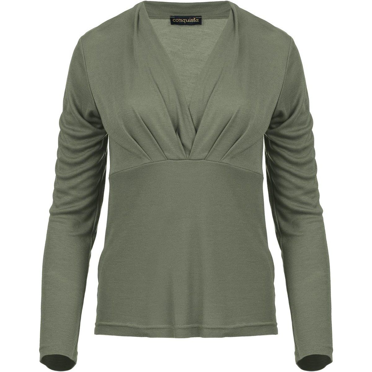 Plissiertes Jersey-Top mit V-Ausschnitt