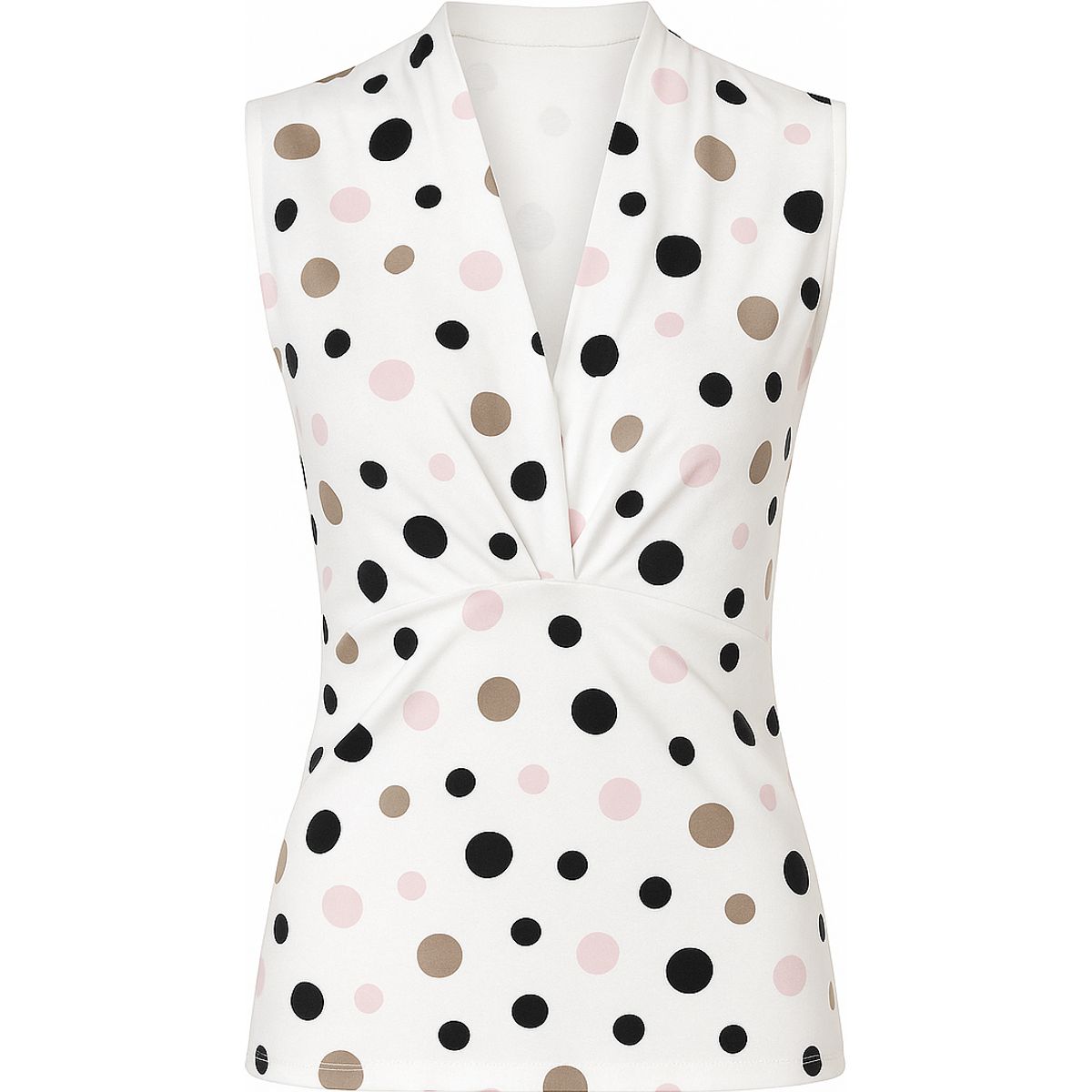 Ärmelloses Polka-Dot-Top mit V-Ausschnitt
