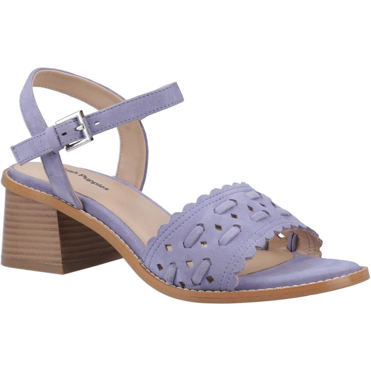 Wildleder-Sandalen mit Blockabsatz und Cut-Outs