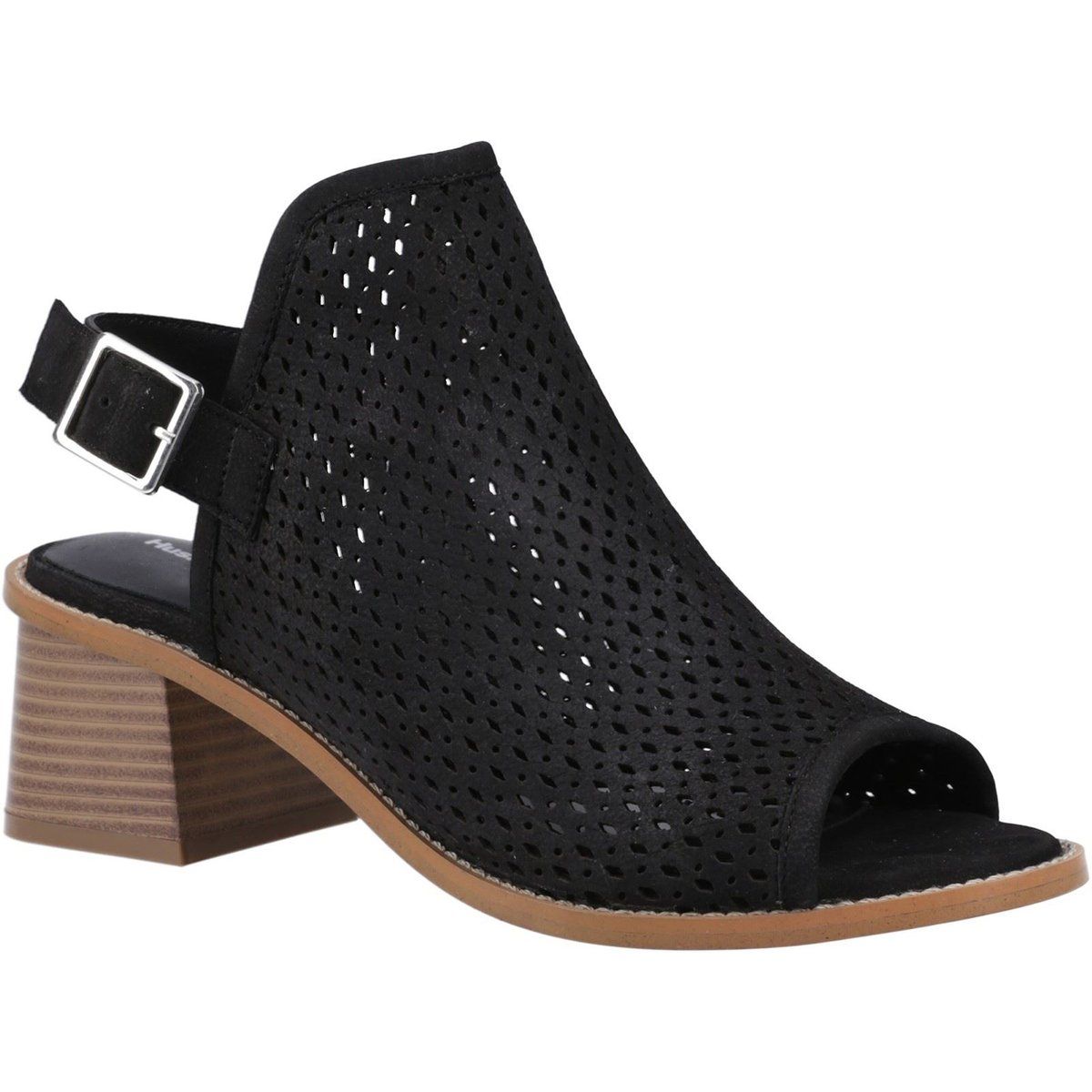 Perforierte Peep-Toe Slingback-Sandalen