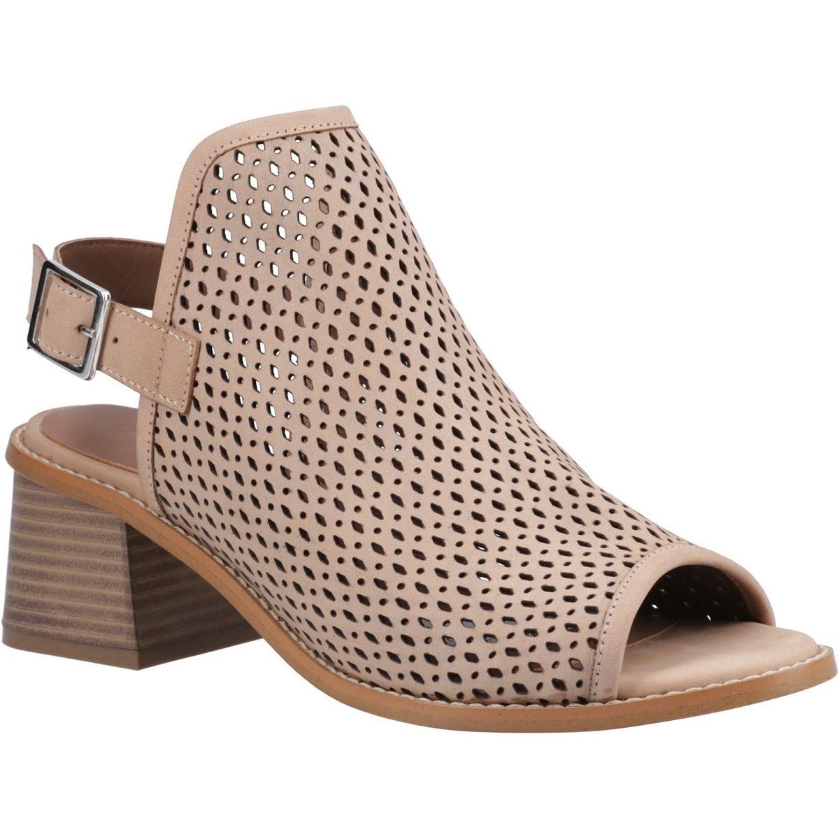 Laser-Cut-Sandalen mit Blockabsatz