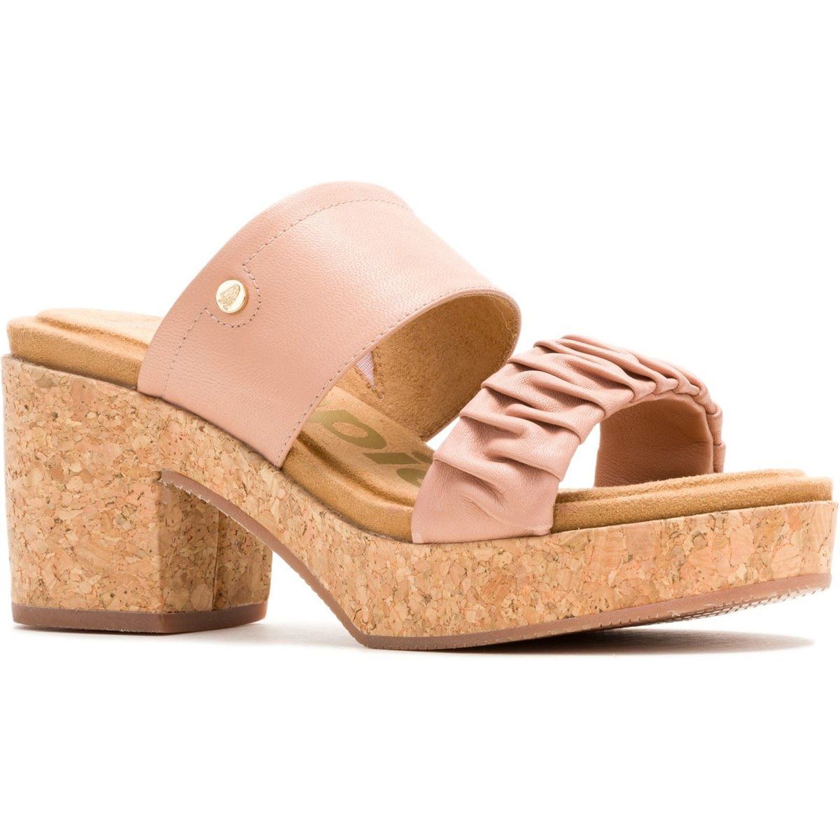 Plateau-Sandalen mit Raffungen und Kork