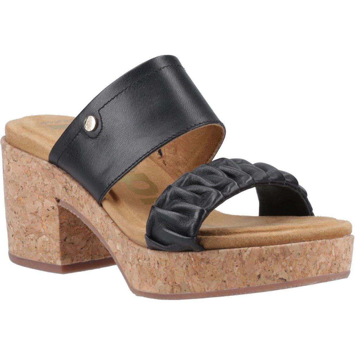 Plateau-Sandalen mit Raffung und Korkabsatz