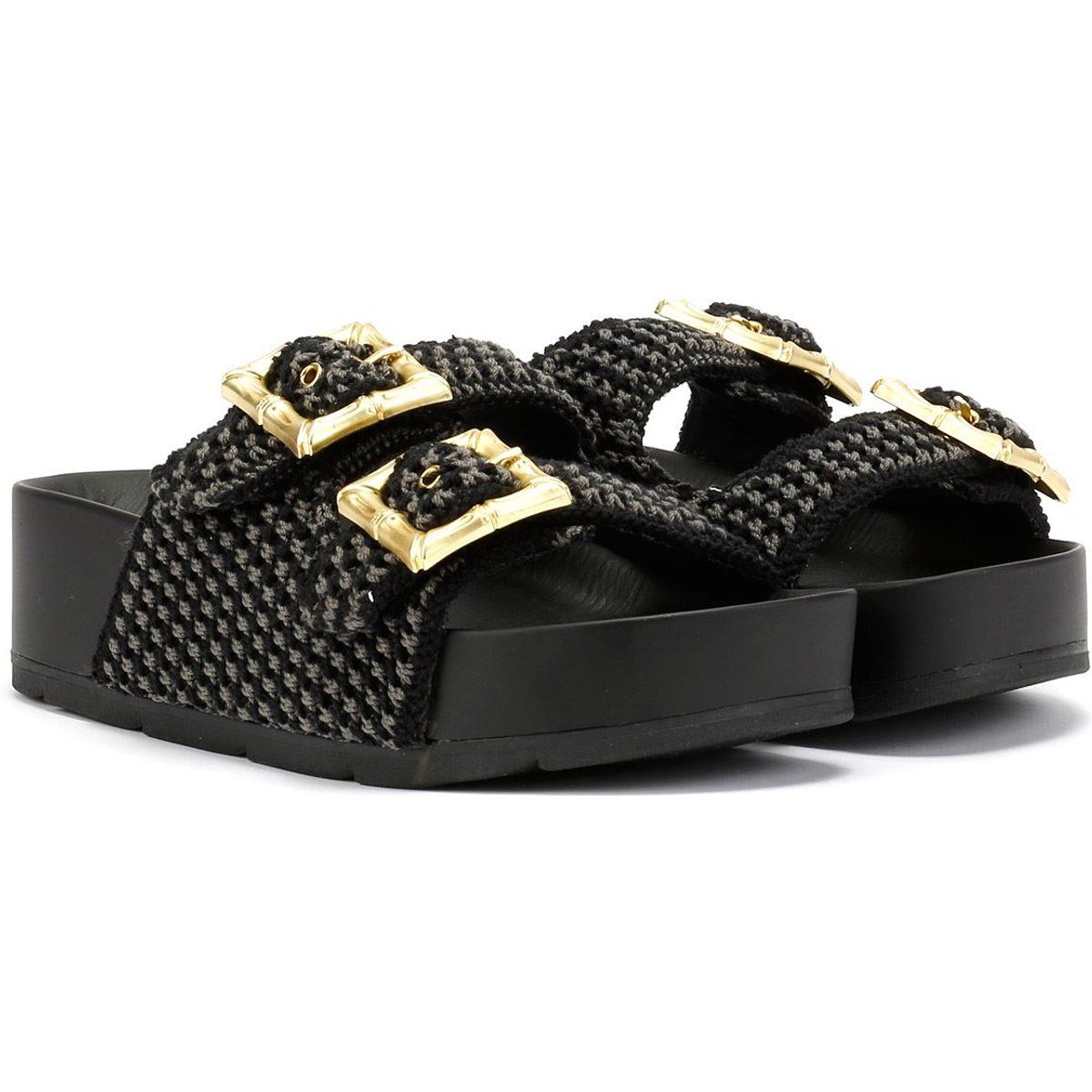 Gewebte Plateausandalen mit Doppelriemen