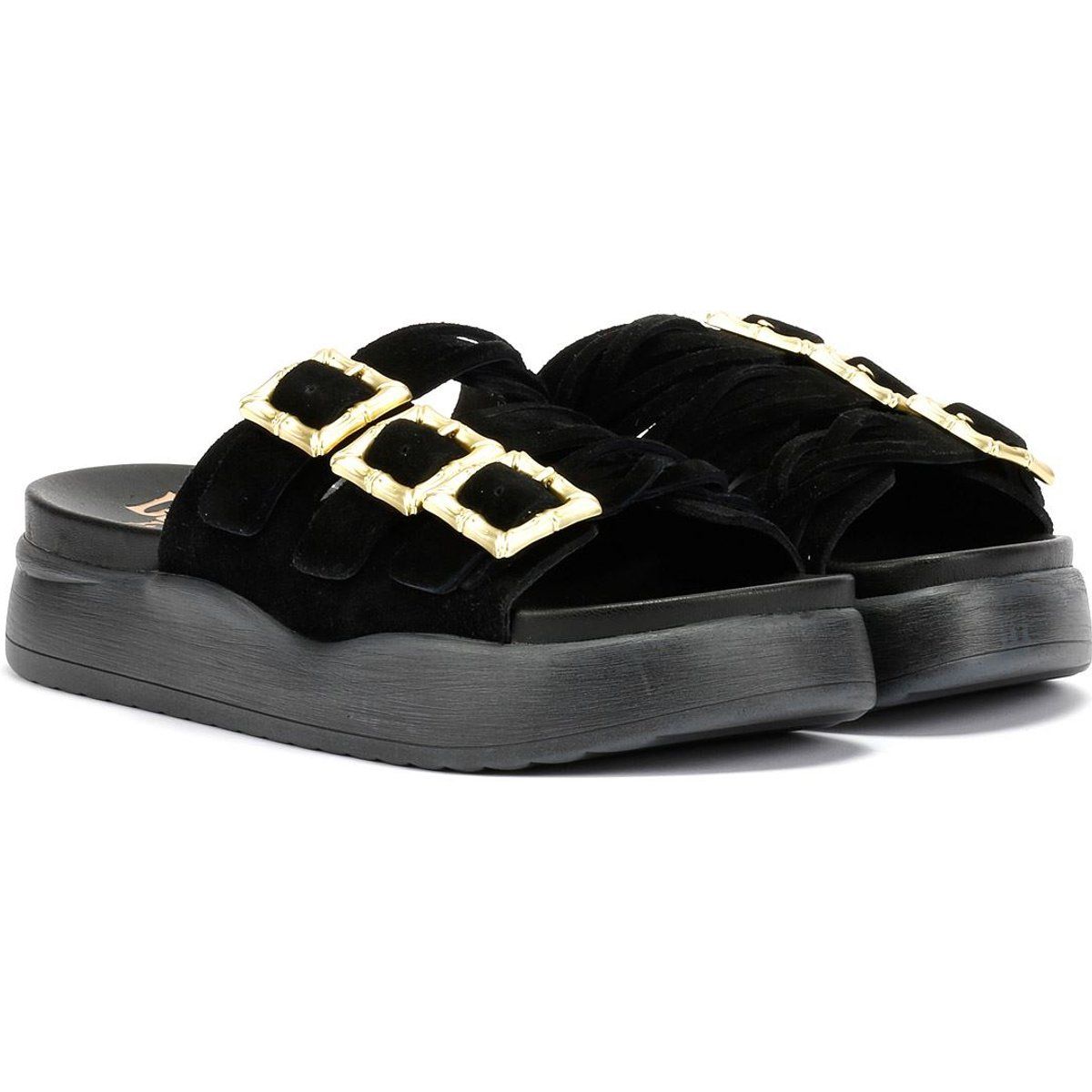 Plateau-Sandalen aus geflochtenem Wildleder