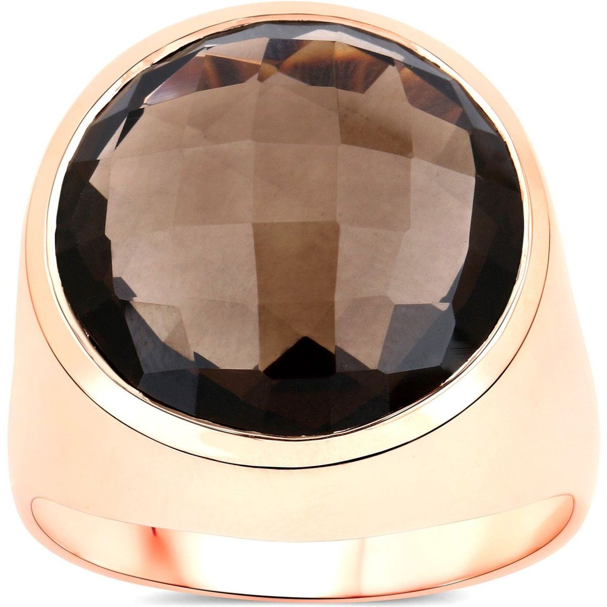 Rotvergoldeter Ring mit Rauchquarz