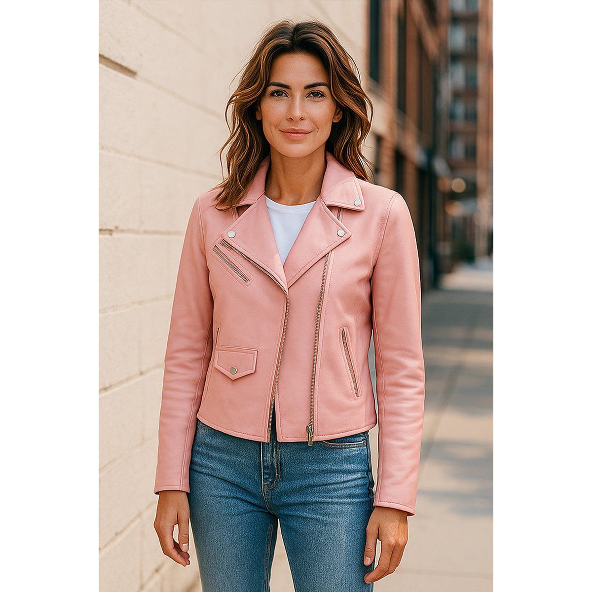 Klassische Brando Biker Lederjacke