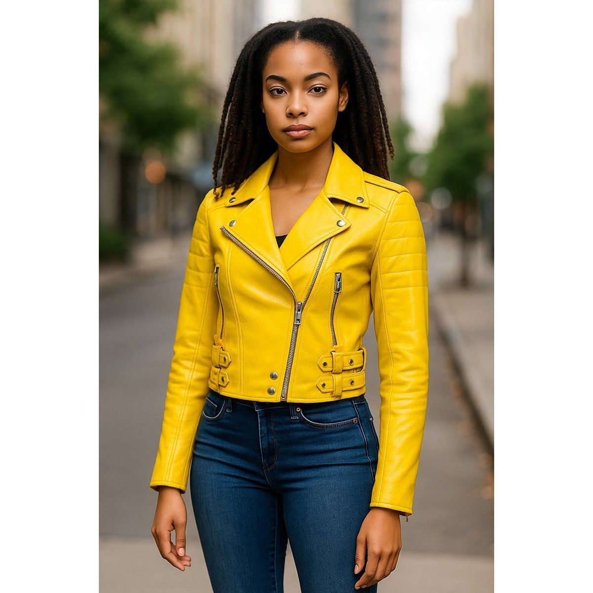 Kurze Lederjacke im Brando-Stil