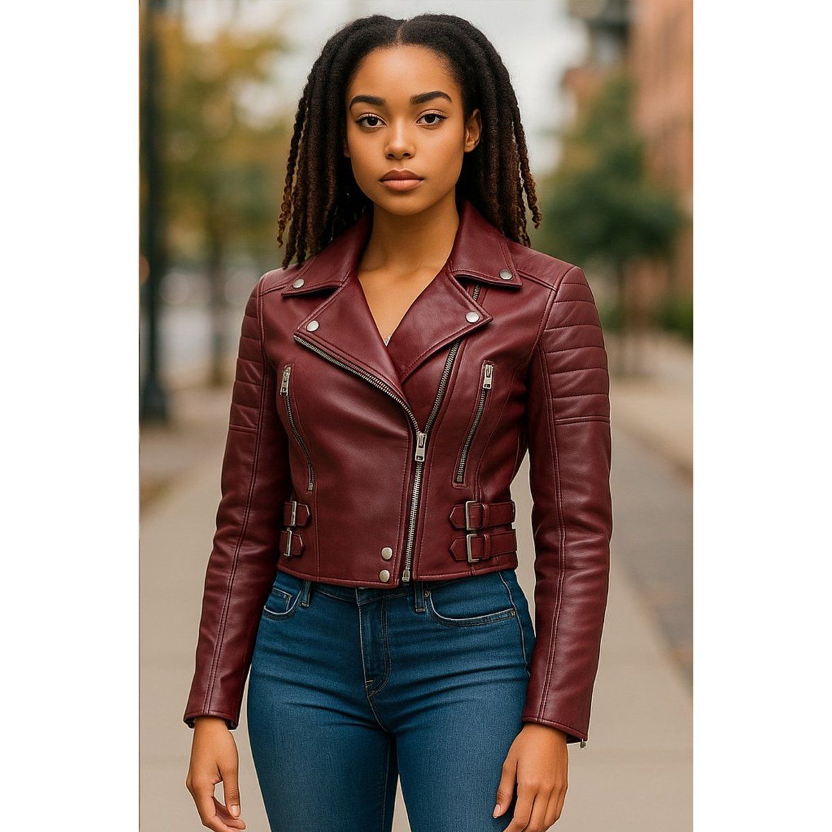 Kurze Lederjacke im Brando-Stil
