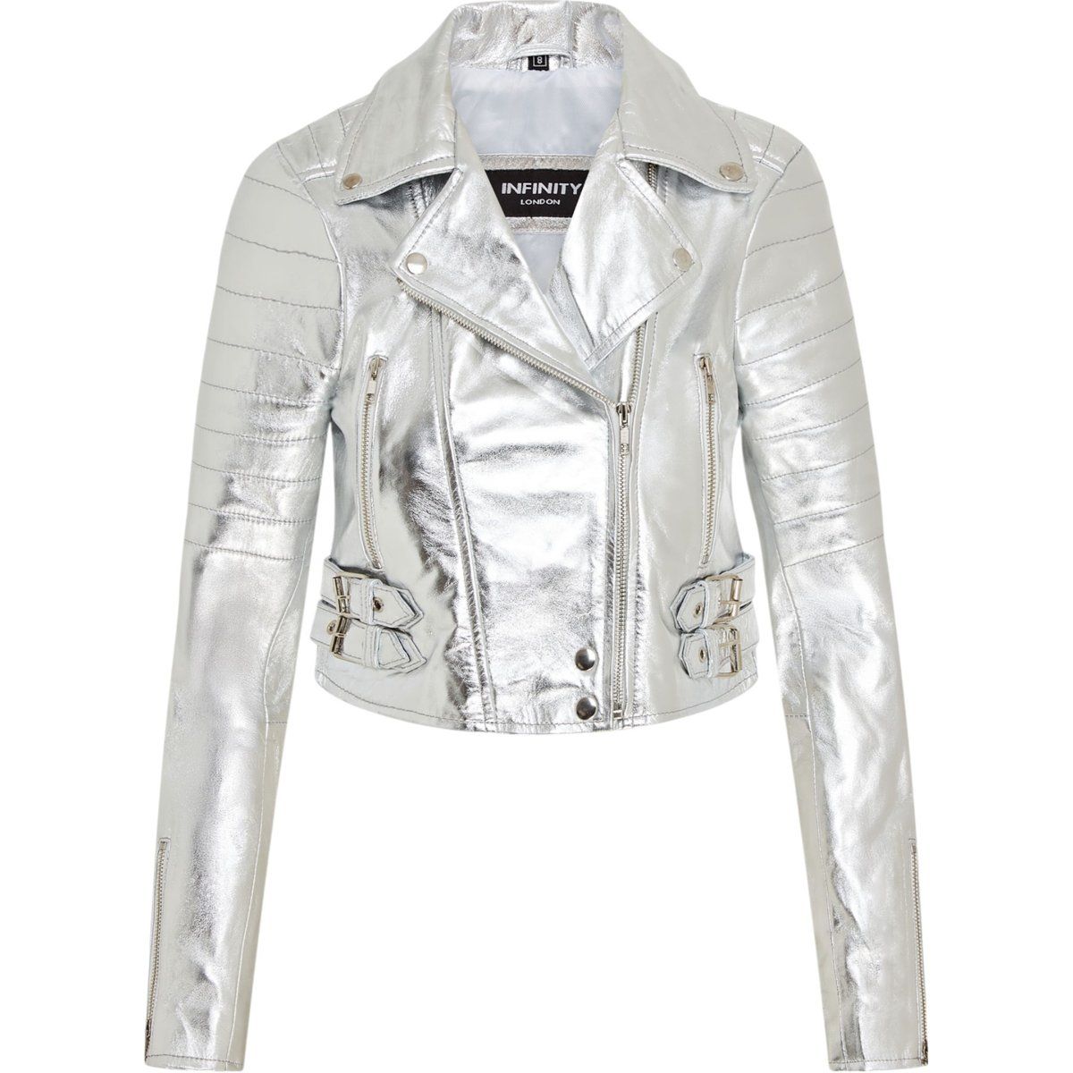 Kurze Bikerjacke aus Metallic-Leder