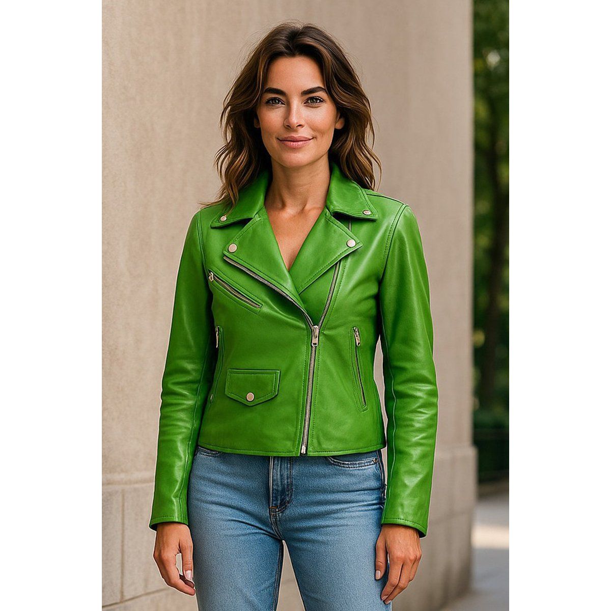 Klassische Brando Biker-Lederjacke