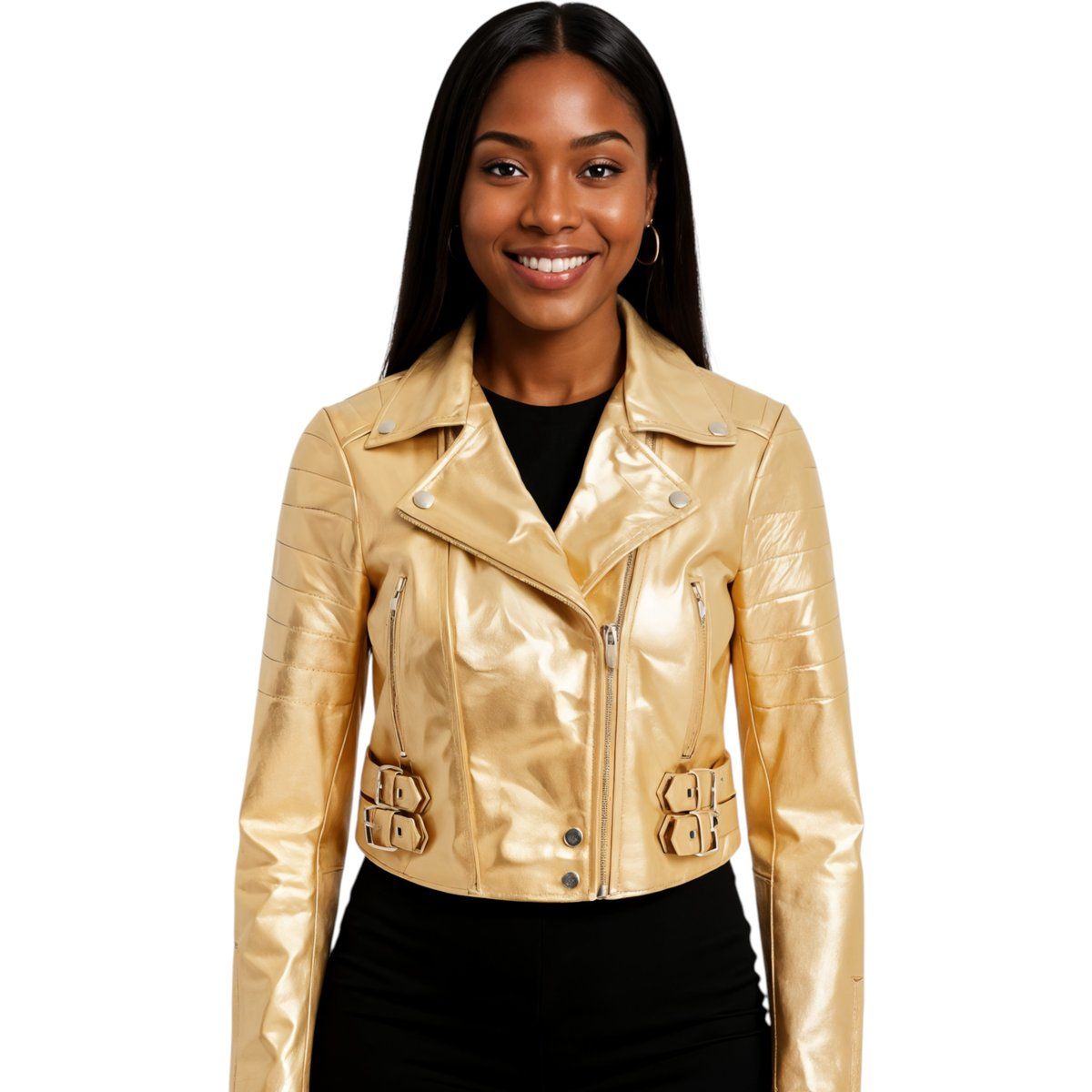 Kurze Lederjacke im Brando-Stil