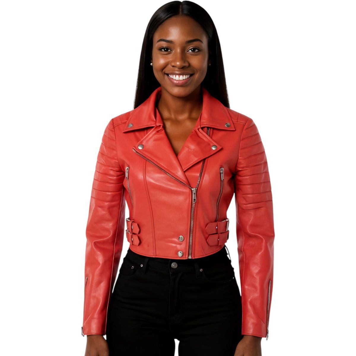 Kurze Leder-Bikerjacke im Brando-Stil