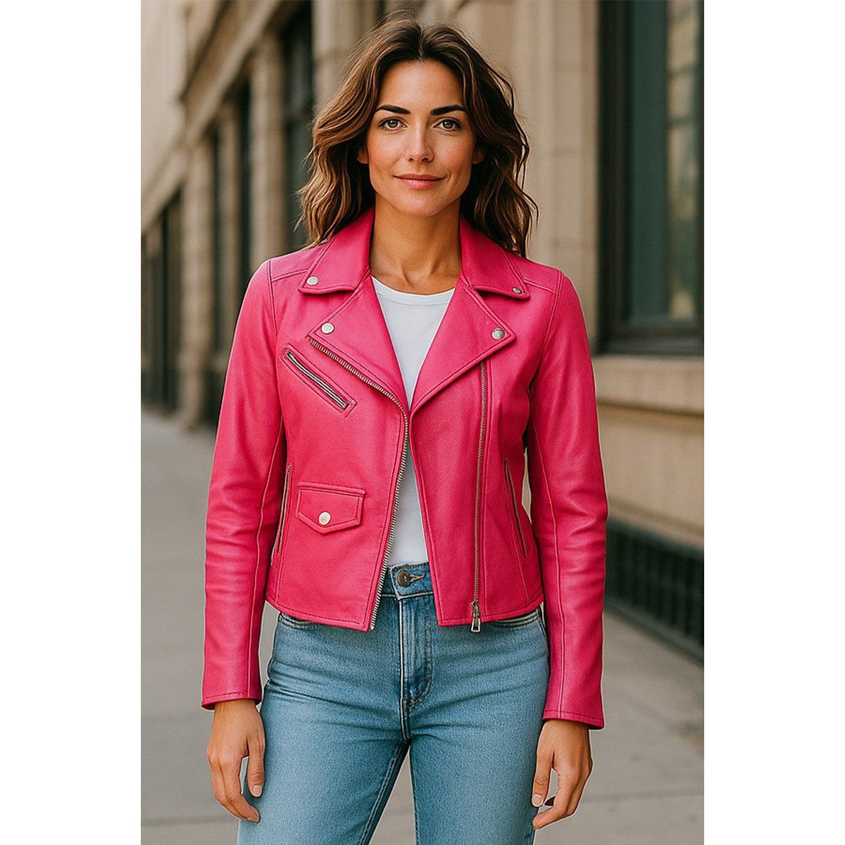 Klassische Leder-Bikerjacke
