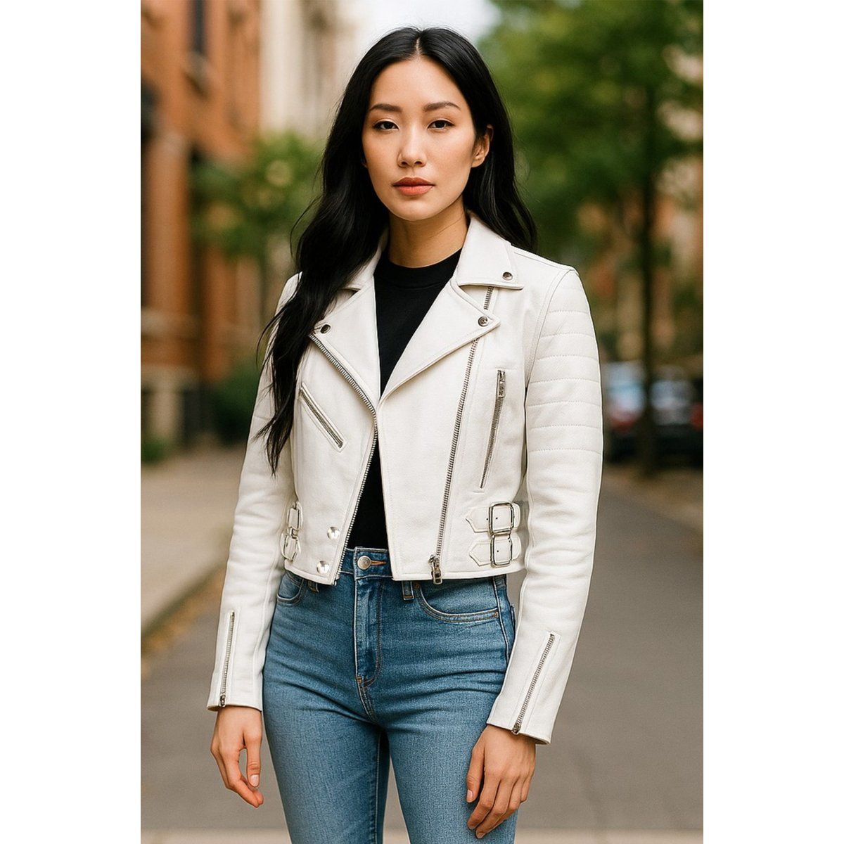 Kurze Brando Leder Bikerjacke