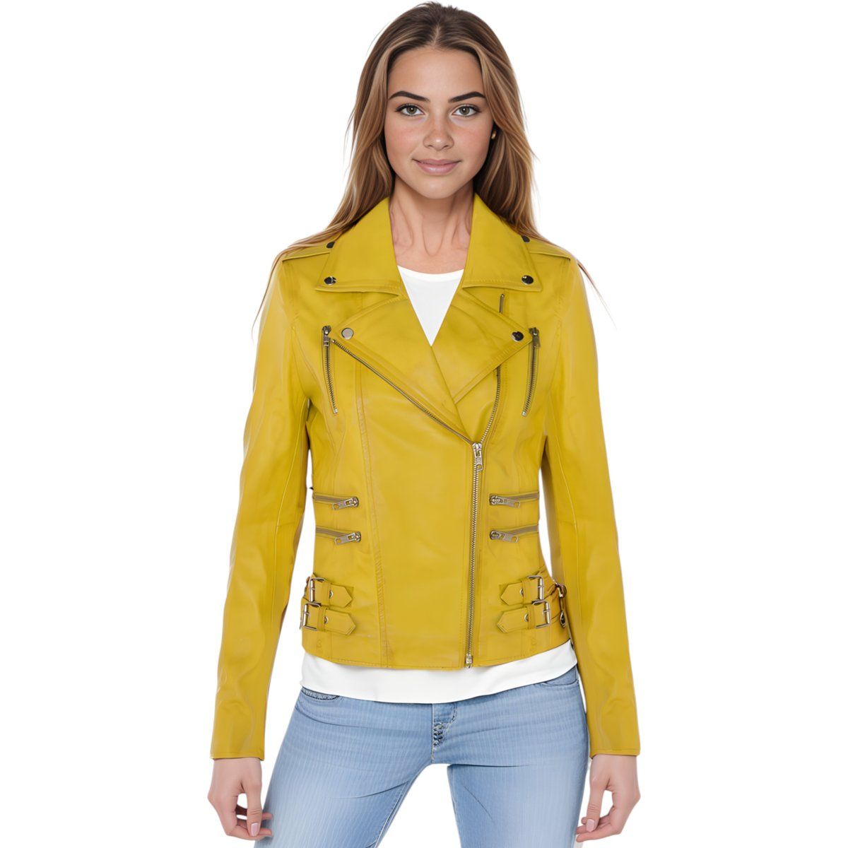 Schmal geschnittene Bikerjacke aus Nappaleder