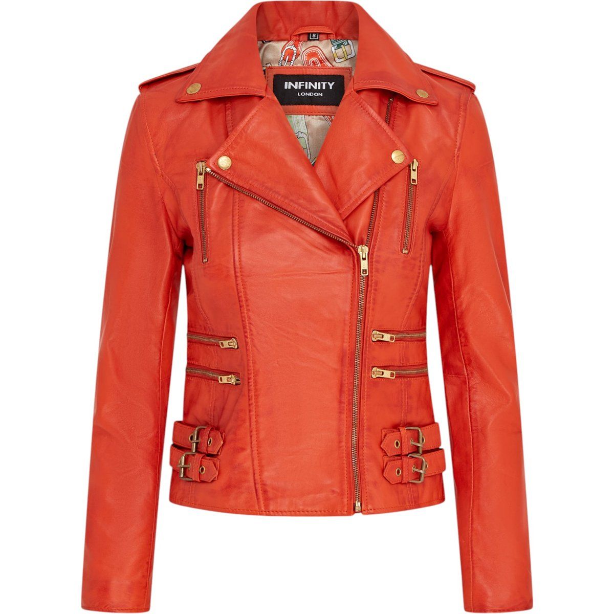 Zweireihige Bikerjacke aus Nappaleder