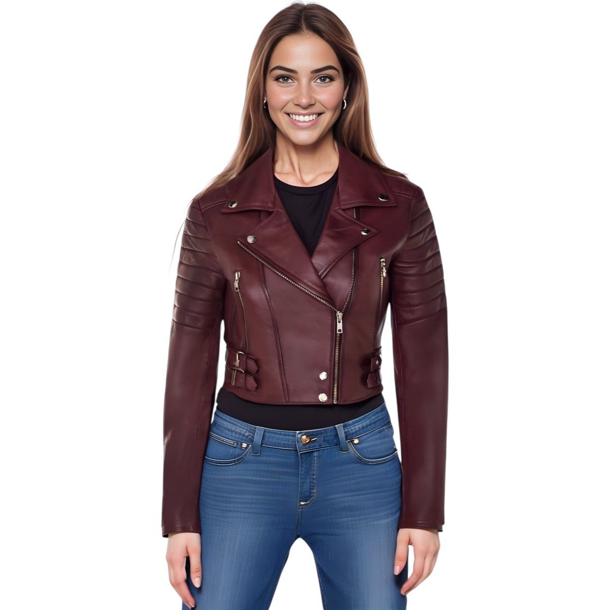 Kurze Brando Leder Bikerjacke