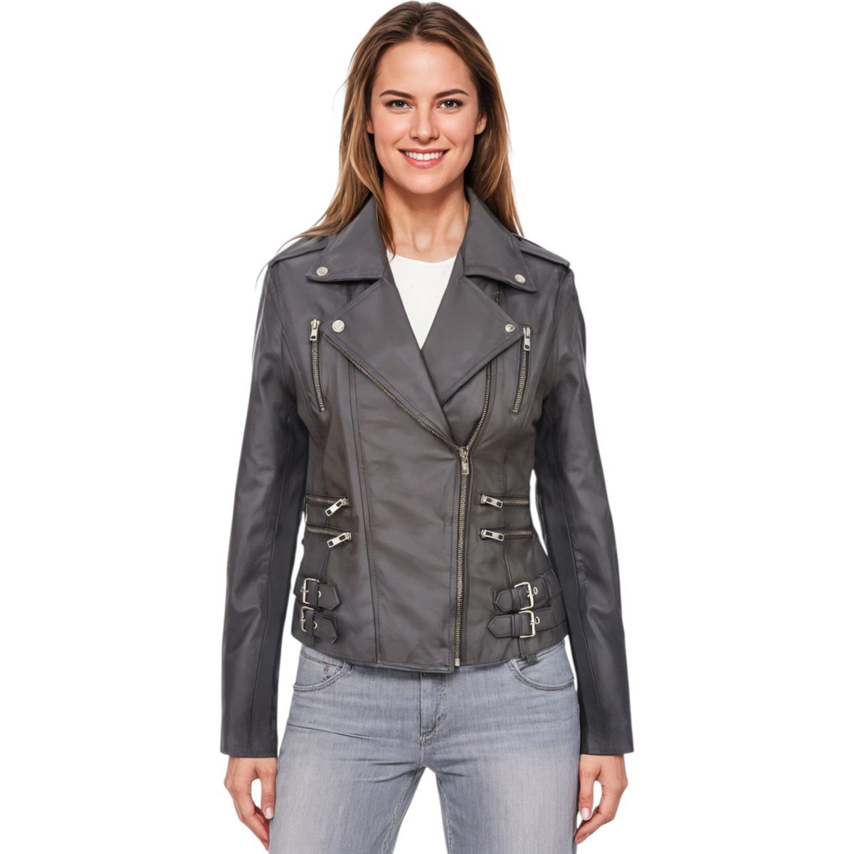 Asymmetrische Bikerjacke im Brando-Stil