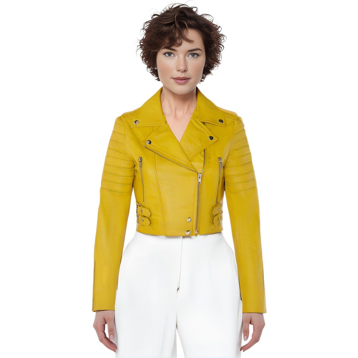 Kurze Leder-Bikerjacke im Brando-Stil