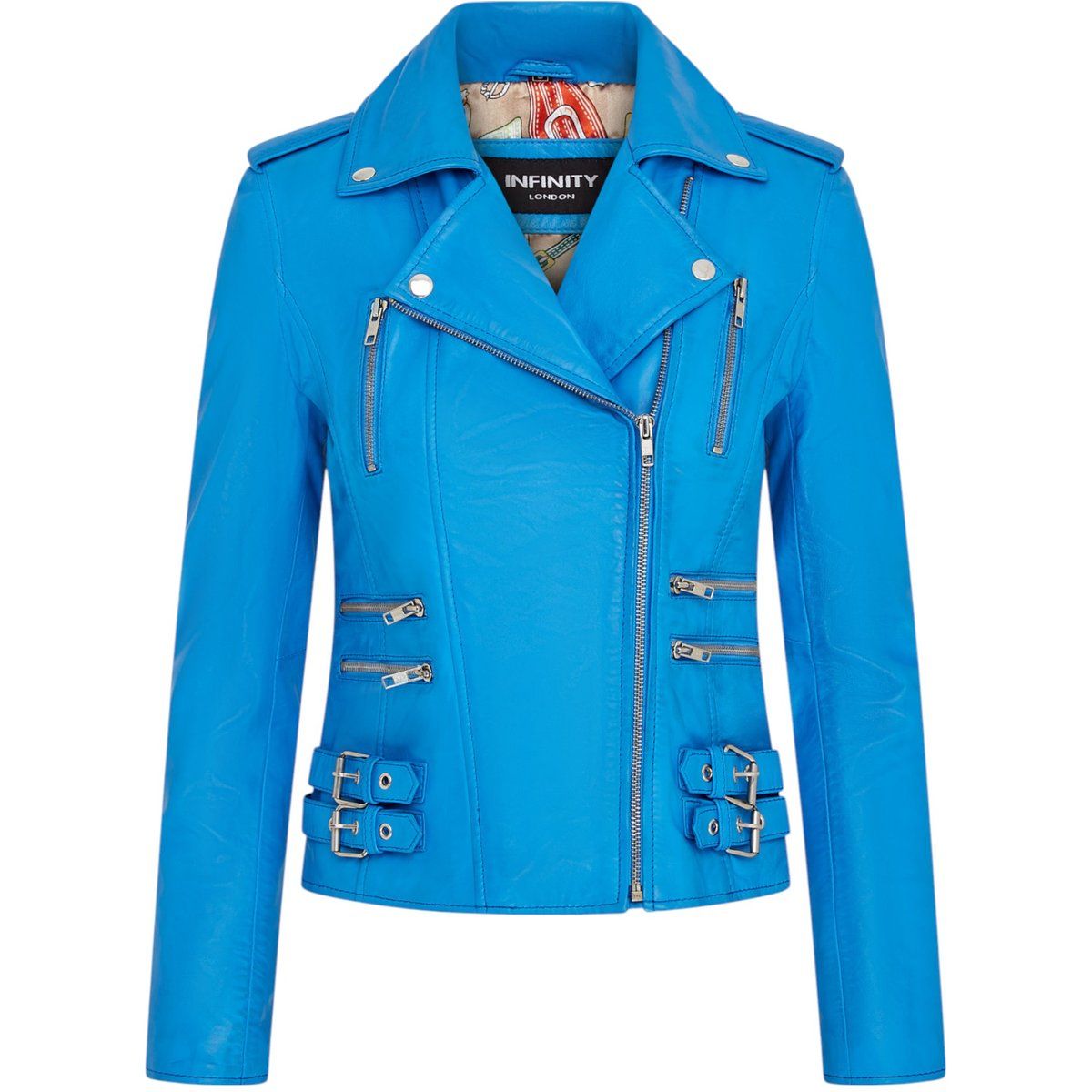 Schmal geschnittene Leder-Bikerjacke