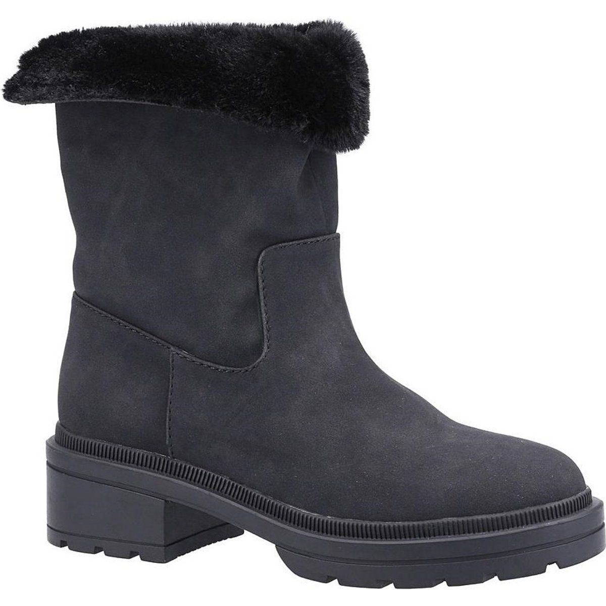 Wadenhohe Stiefel mit Kunstfell-Besatz