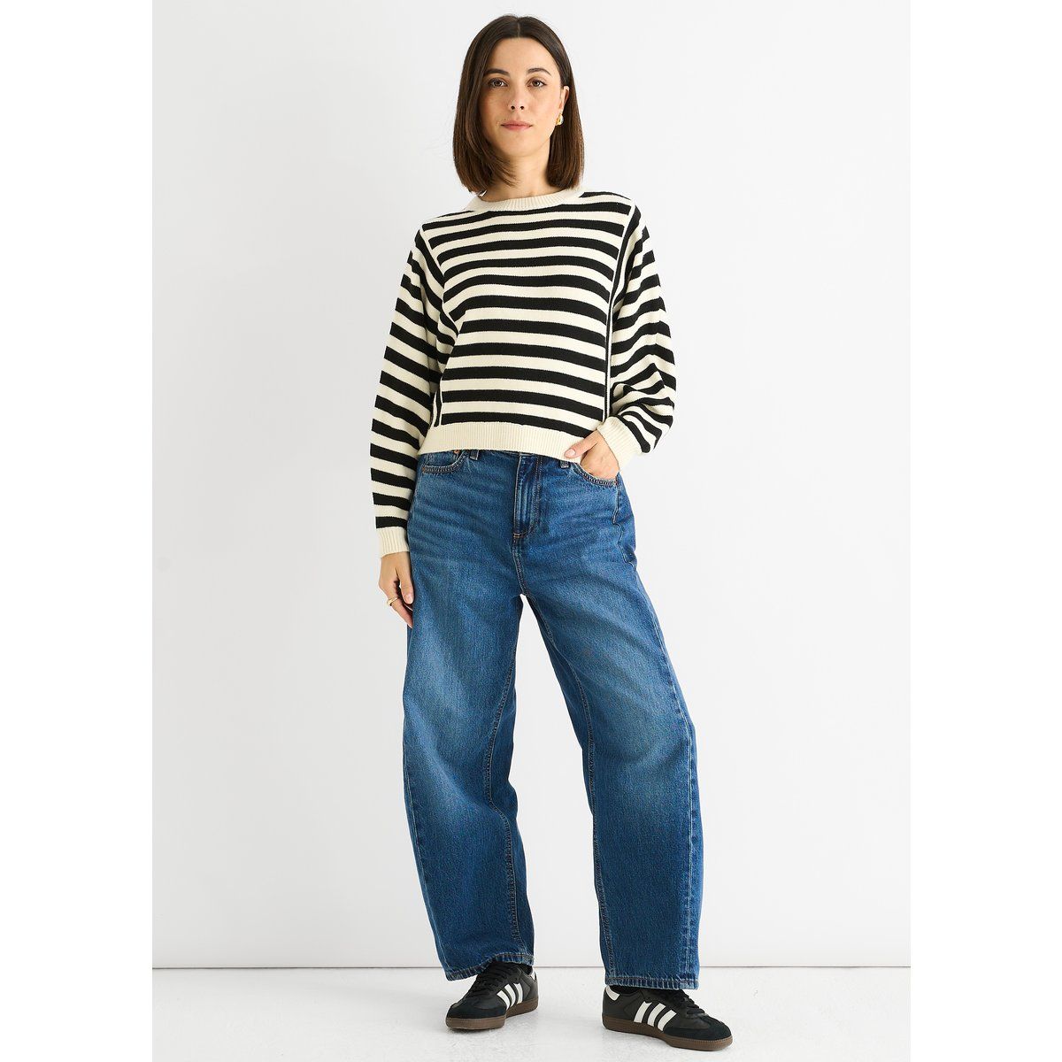 Lockerer Gestreifter Strickpullover