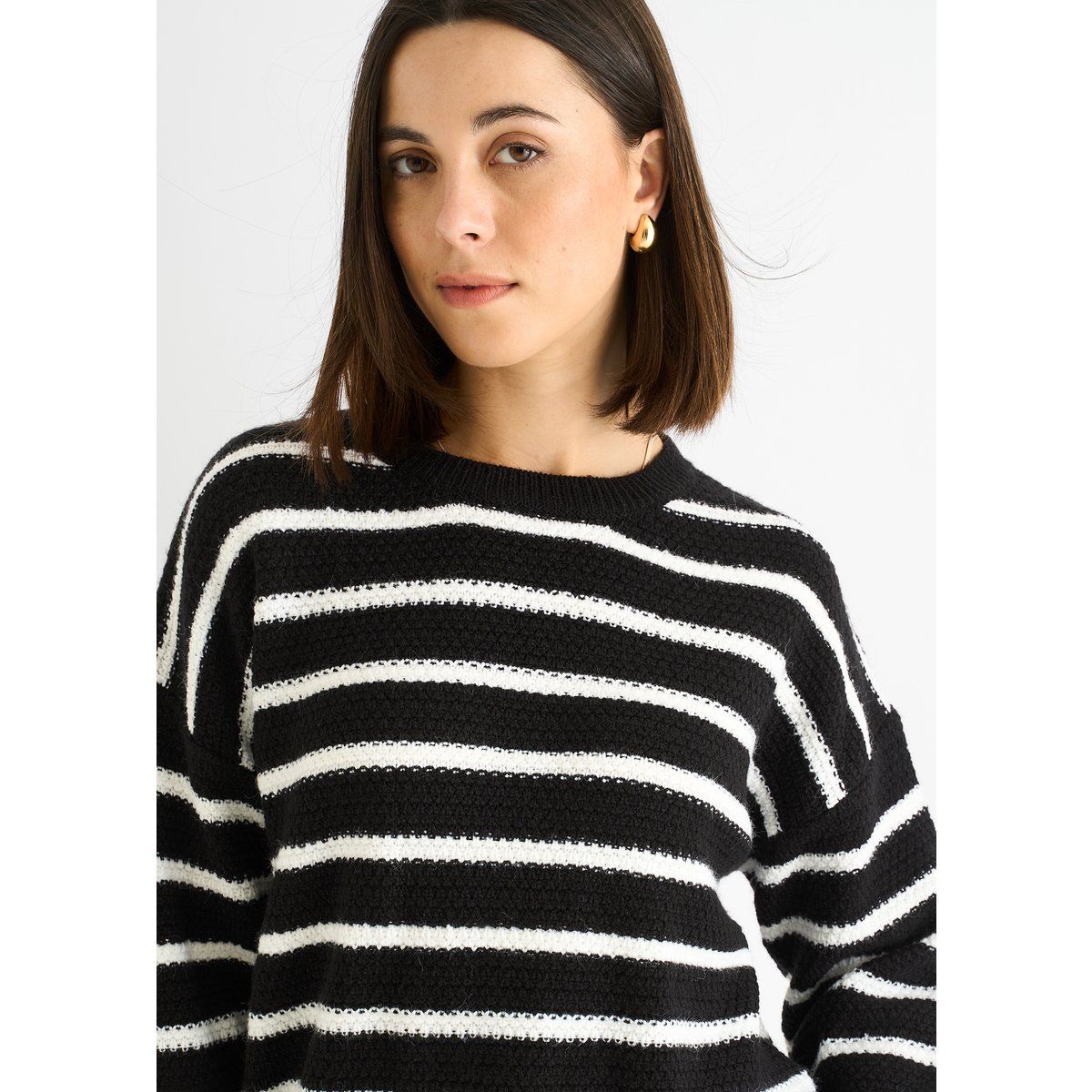 Oversize-Streifenpullover aus Grobstrick
