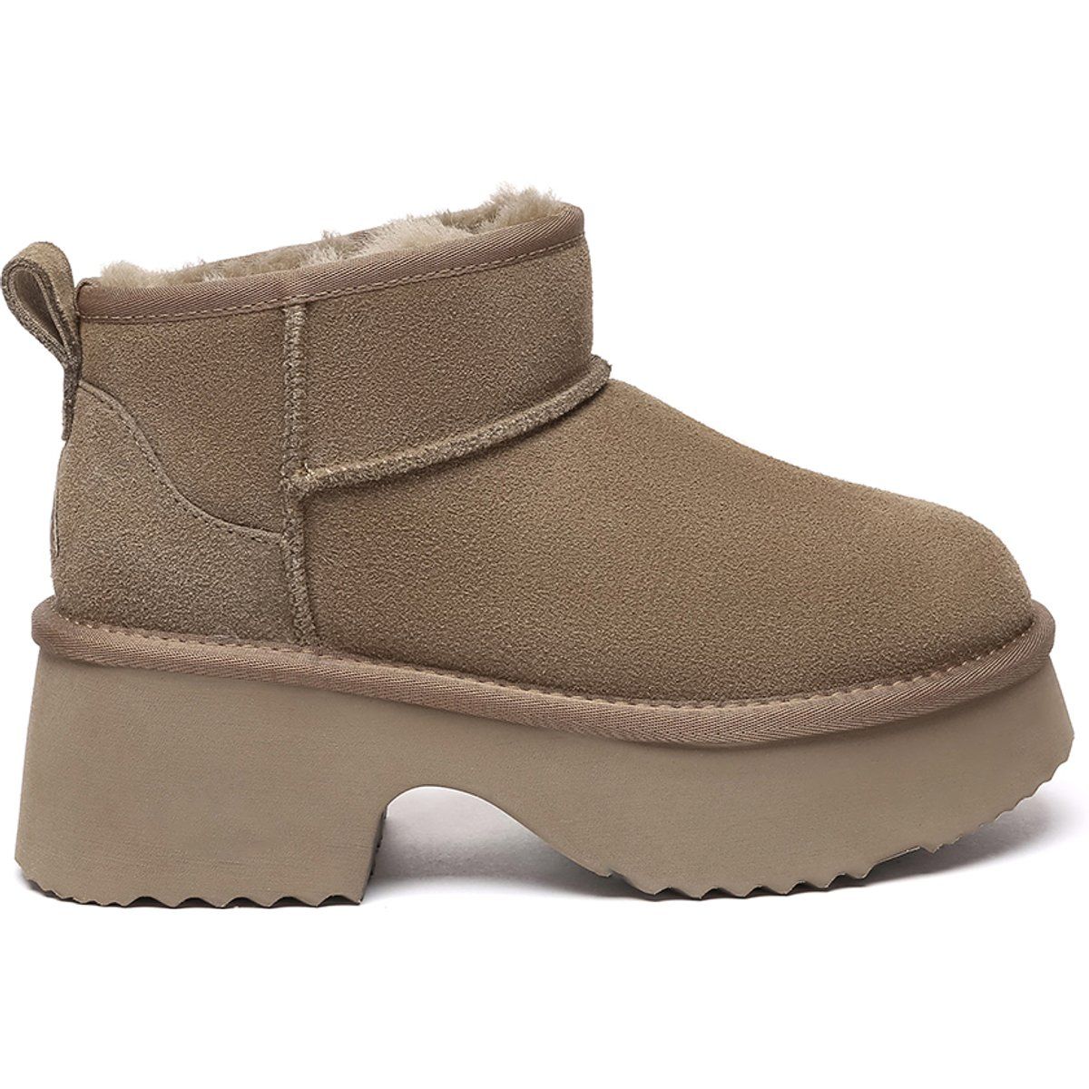 Gefütterte Plateau-Stiefeletten aus Schafwolle