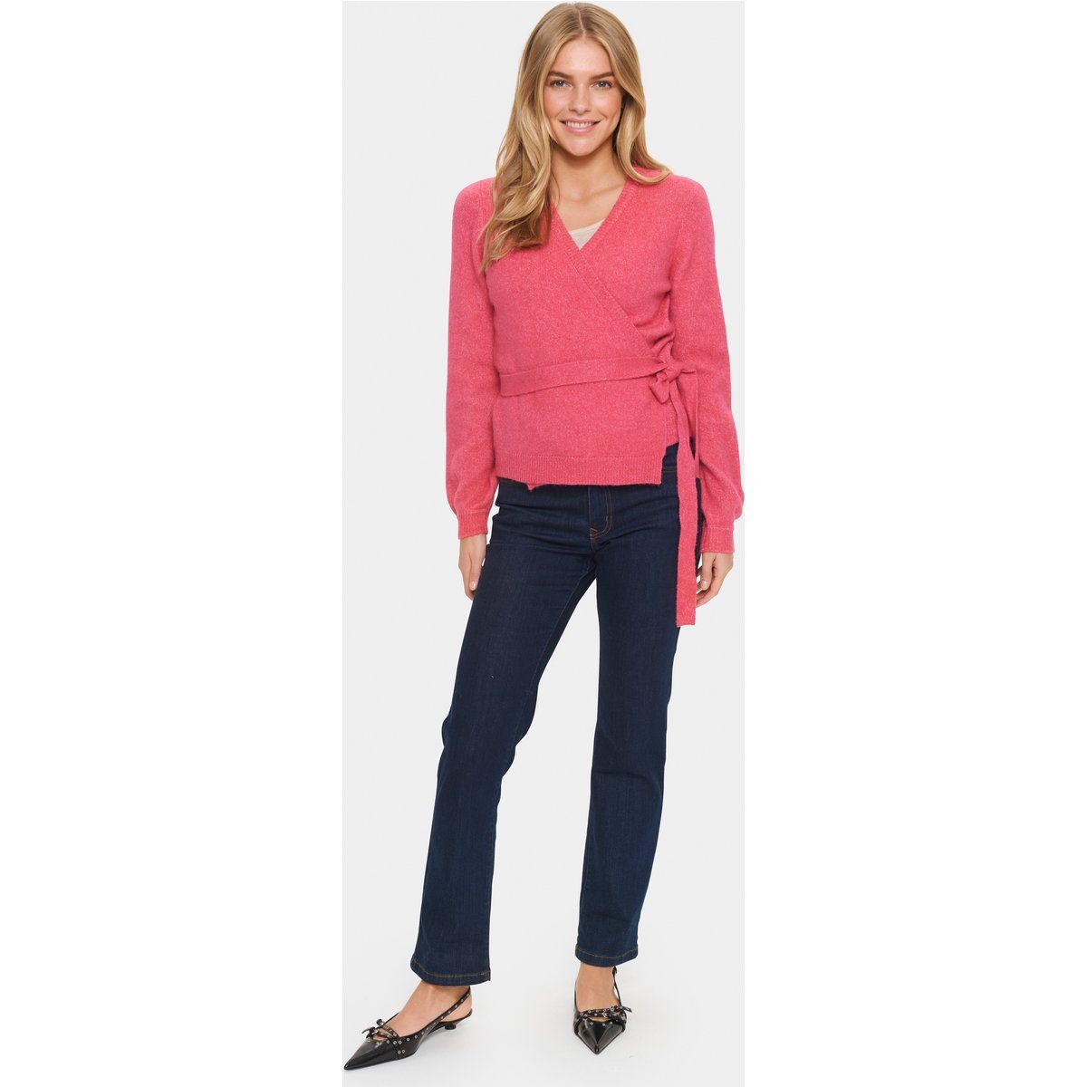 Strick-Cardigan in femininer Wickeloptik
