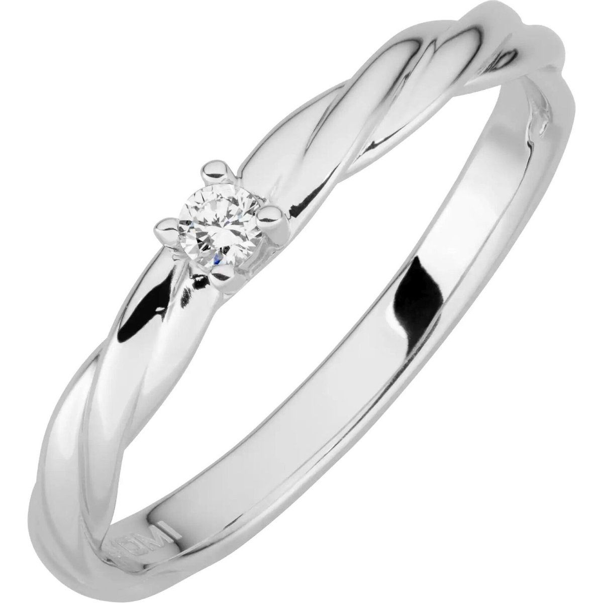 Diamantring mit gedrehter Ringschiene