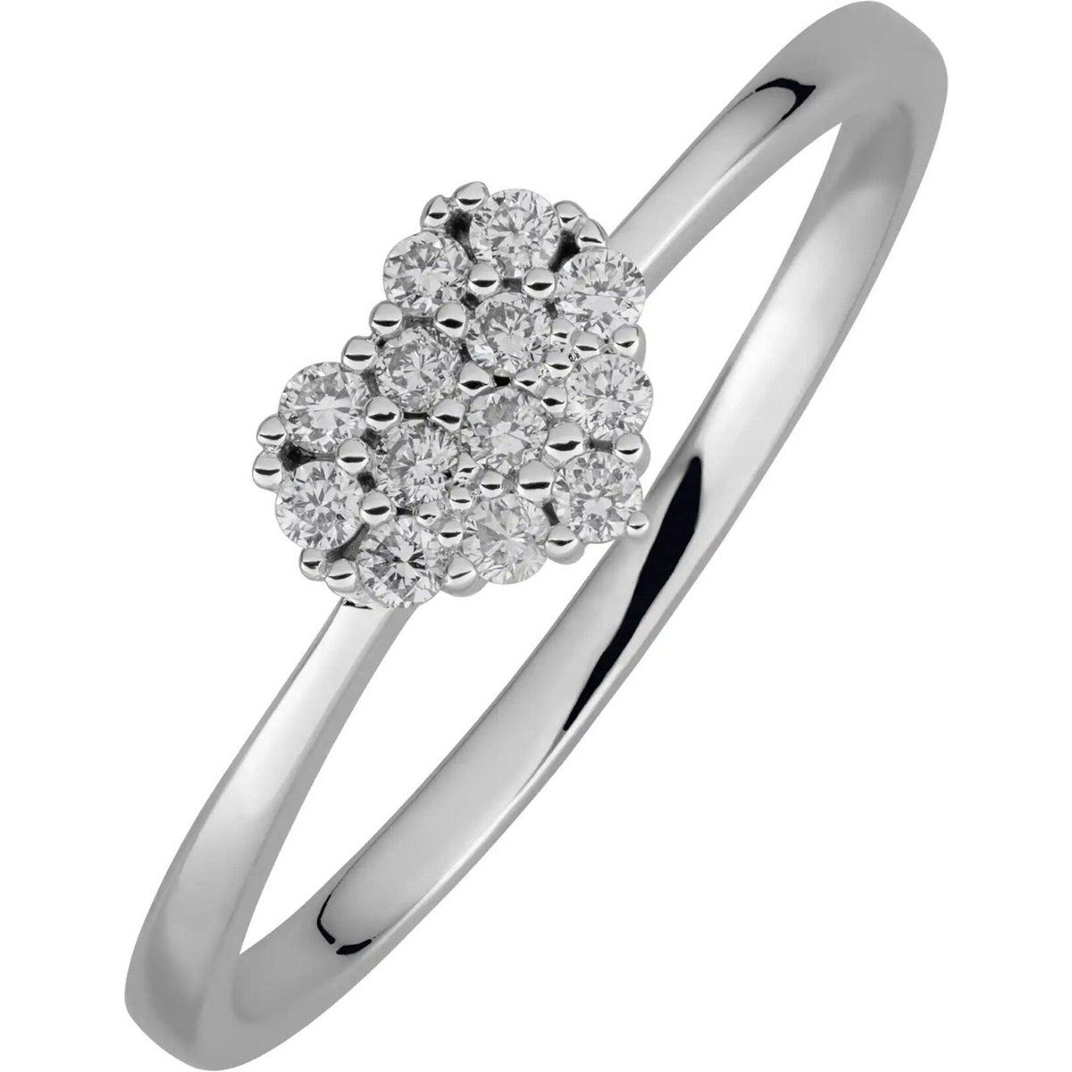 Weißgoldring mit Diamant-Herz