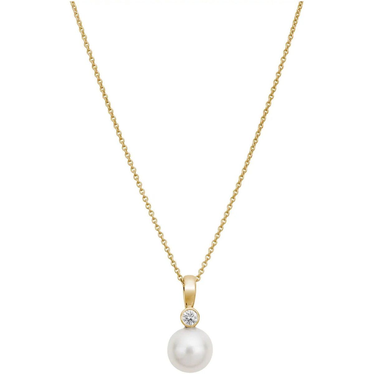 Perlenanhänger mit Diamant und Kette