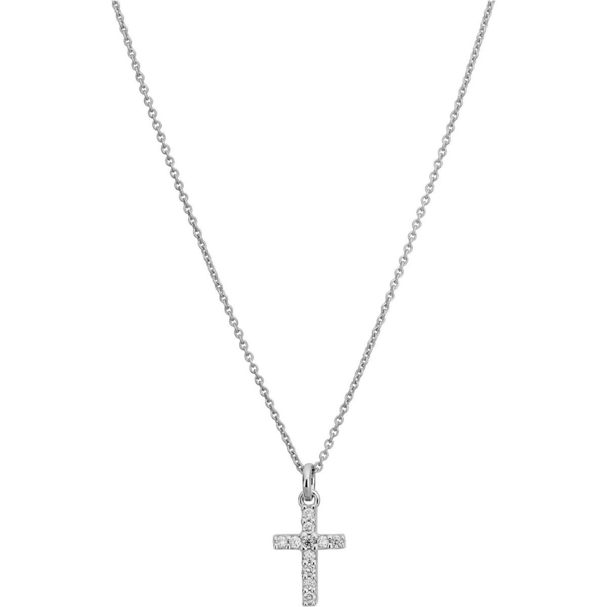 Elegante Weißgold-Diamantkreuz-Halskette