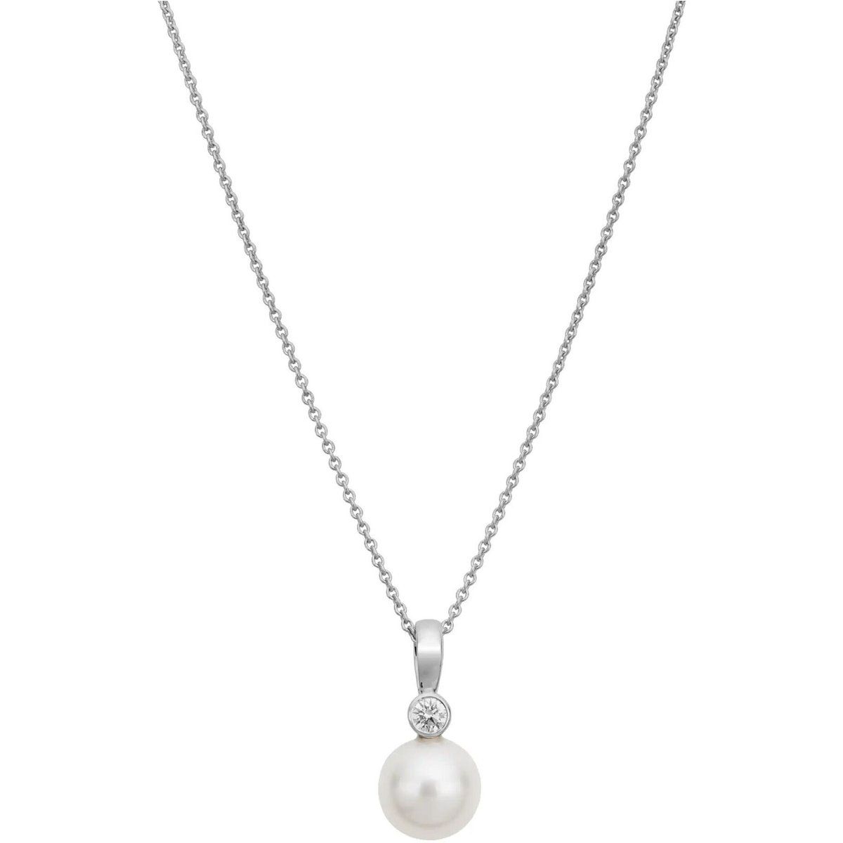 Perlen- und Diamant-Solitär-Halskette