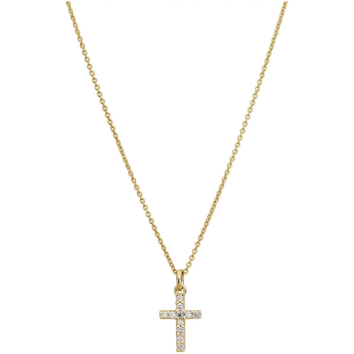 Klassische Halskette mit Diamantkreuz-Anhänger