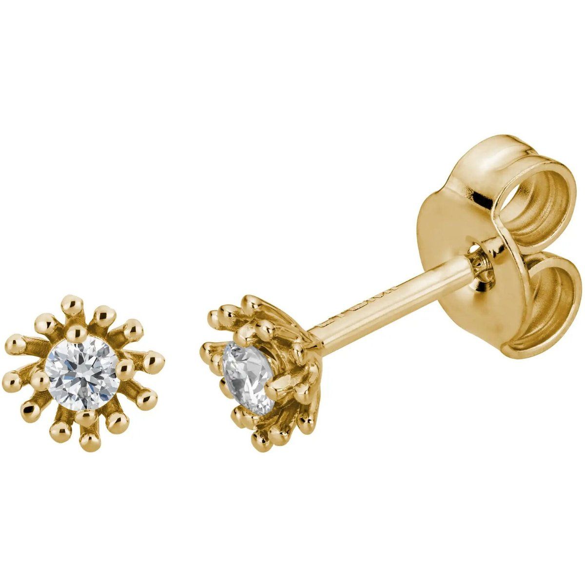 Florale Ohrstecker mit Labor-Diamanten