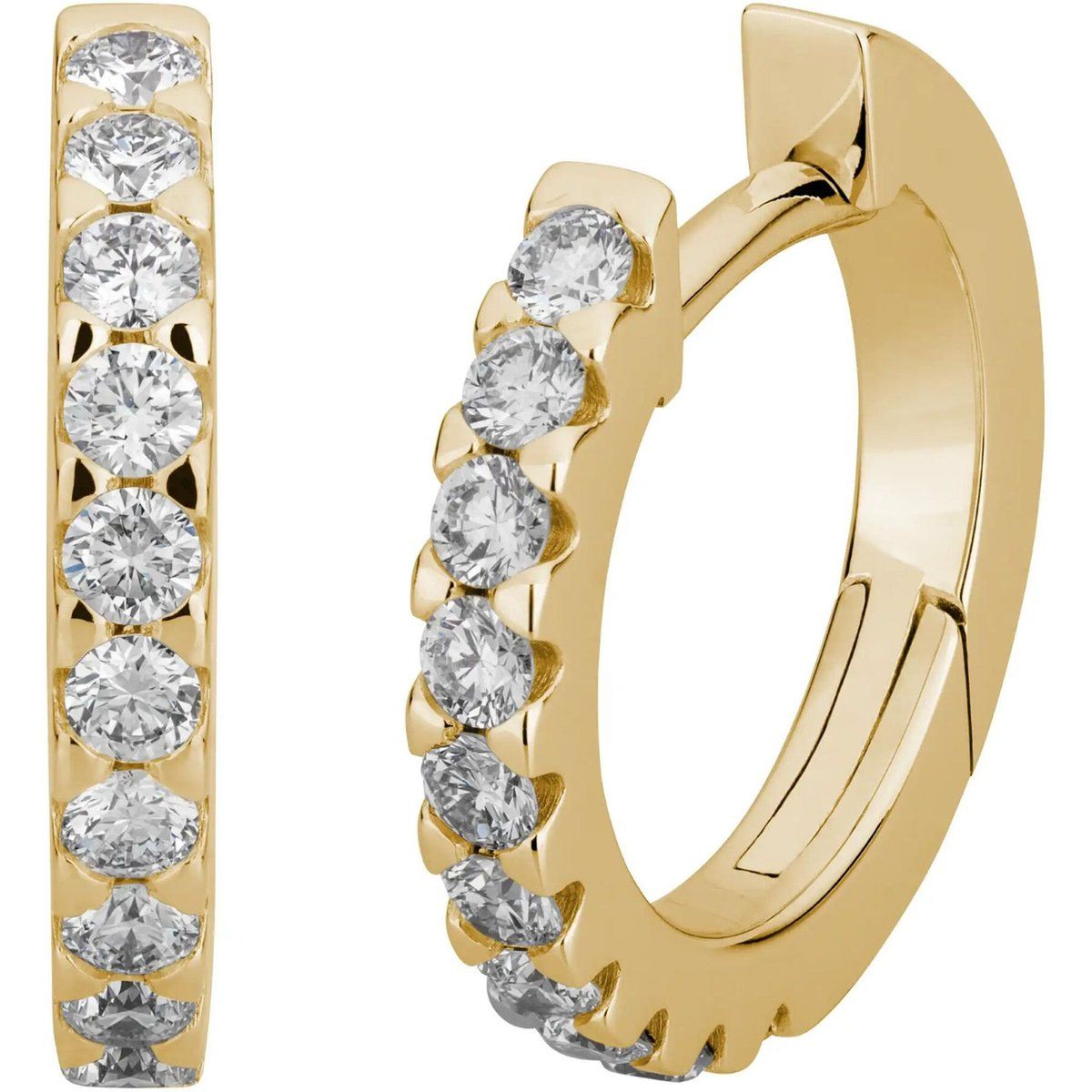 Diamantbesetzte Huggie-Creolen aus Gold