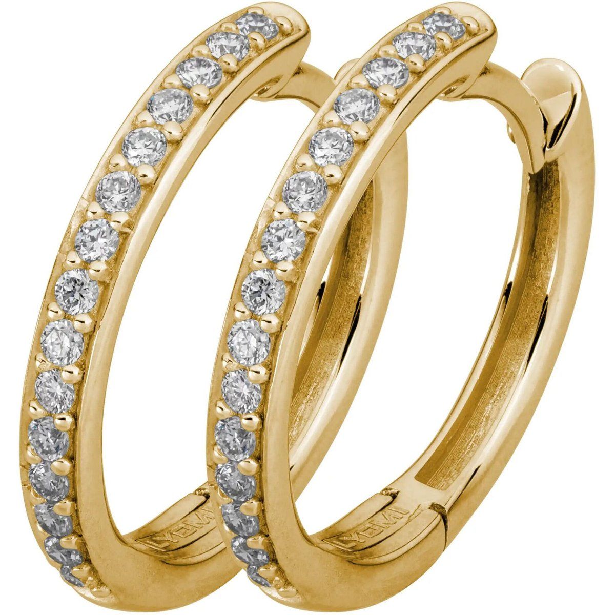 Diamantbesetzte Huggie-Creolen aus 585 Gold