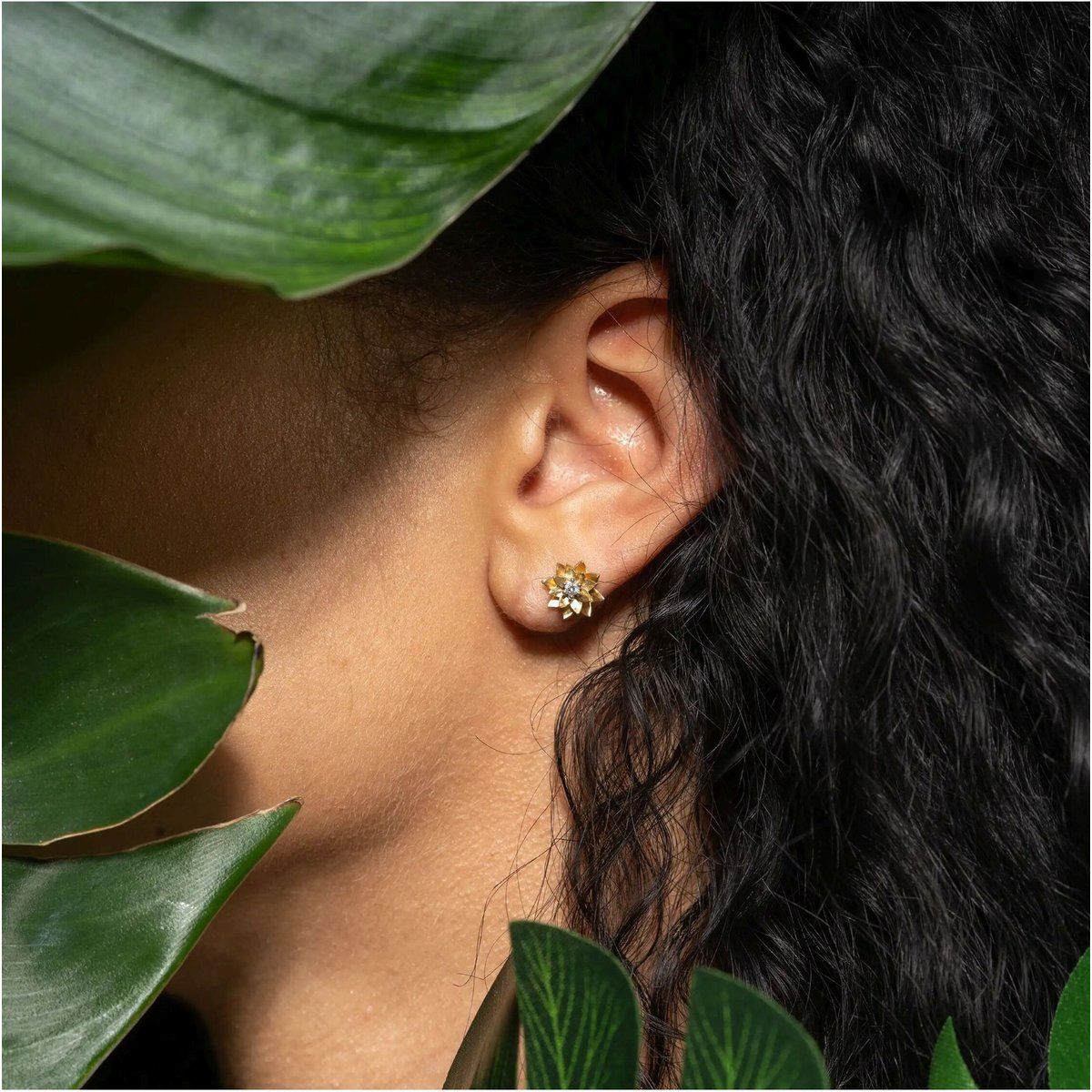 Lotusblüten Diamant Ohrstecker