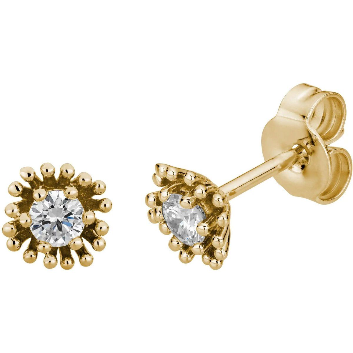 Florale Diamant-Ohrstecker aus Gold