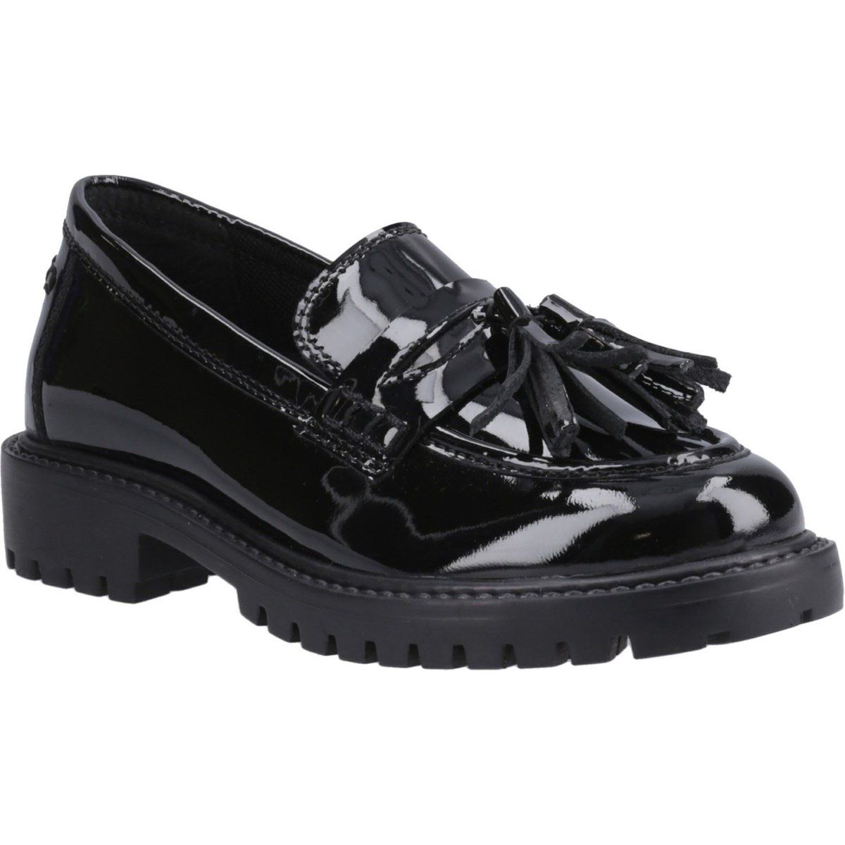 Lackleder-Loafer mit Quasten und Profilsohle