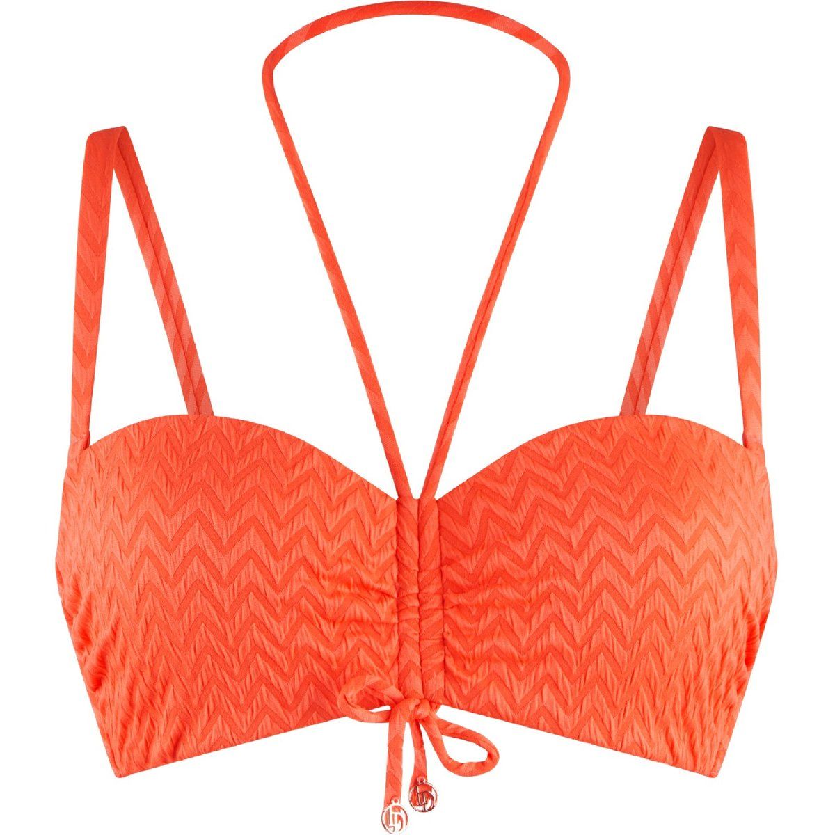 Strukturiertes Balconette-Bikini-Oberteil mit Chevron-Muster