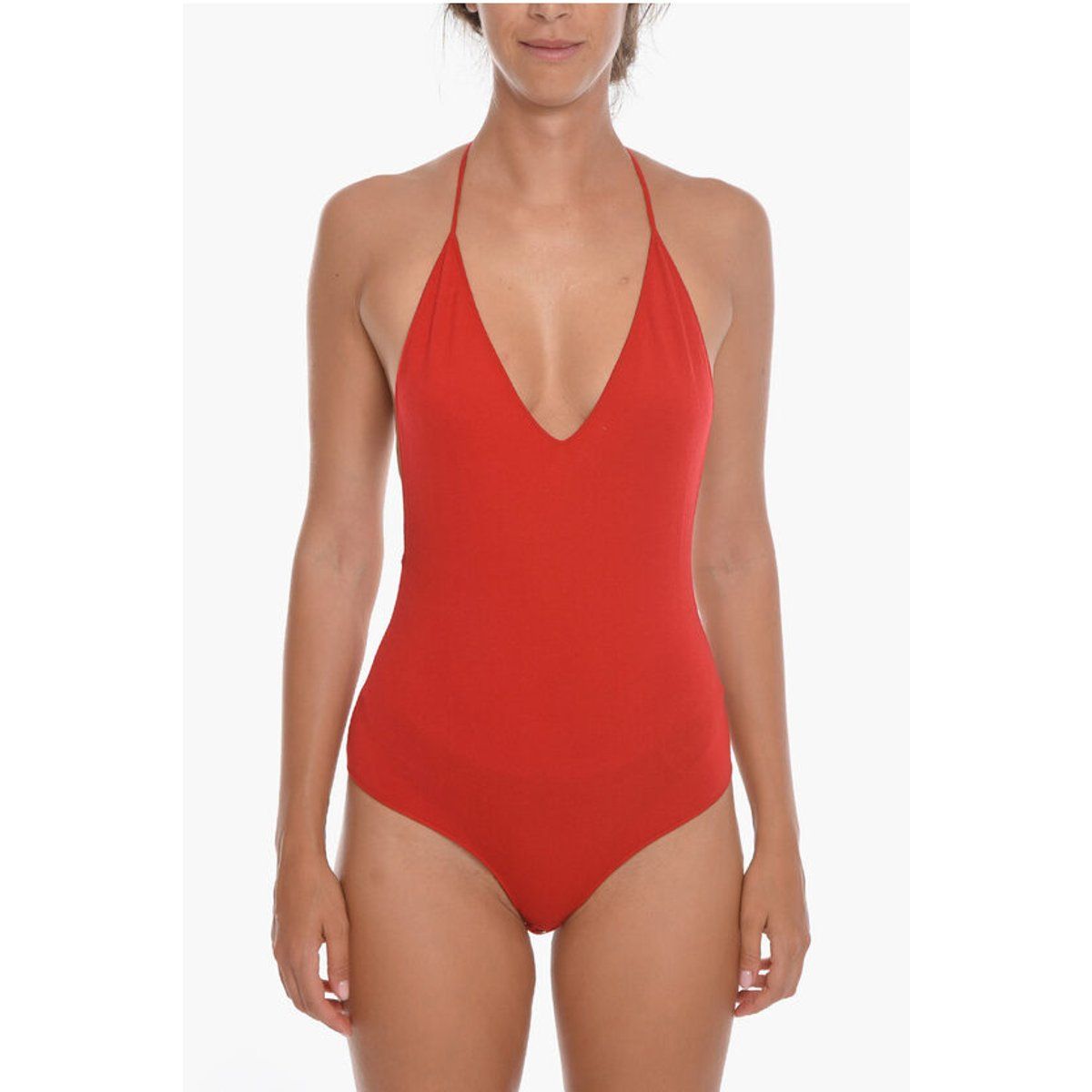 Rückenfreier Neckholder-Kaschmir-Bodysuit