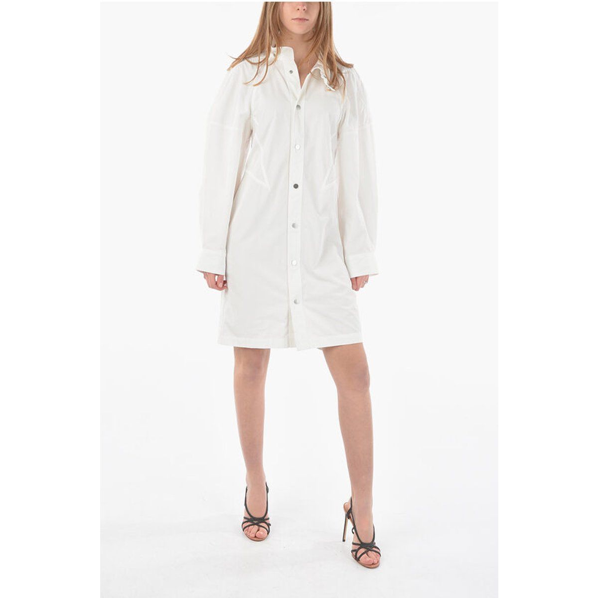 Oversized Baumwoll-Hemdkleid mit Druckknöpfen