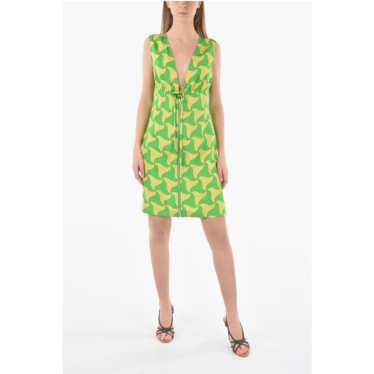 Minikleid mit Wellenmuster und V-Ausschnitt